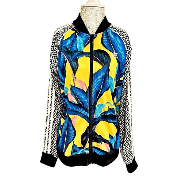 Adidas Originals Palm Leaf Superstar Track Jacket Blue Yellow Farm Size Medium - Picture 3 of 10